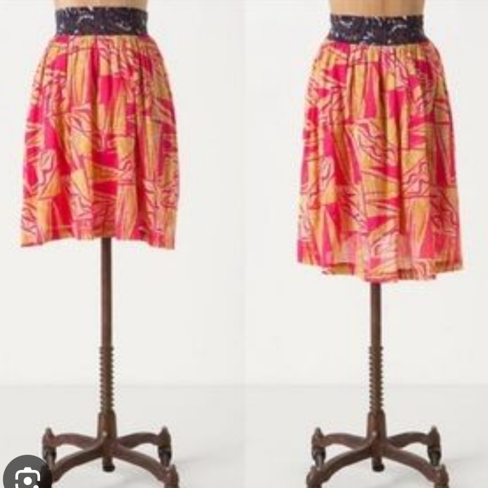 ANTHRO Vanessa Virginia Smocked Patterned Skirt